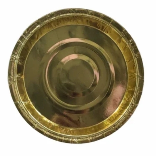 Golden Paper Plate - Kraft Paper 9 Inch Golden | Oil Resistant Leak Proof Eco Friendly Heat Resistant