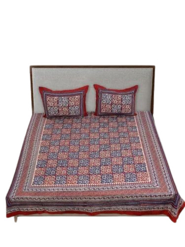 90x108 Inch Bagru Cotton Printed Double Bed Sheet