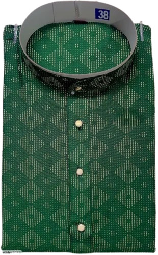 Men Dark Green Embroidered Jacquard Kurta Pajama