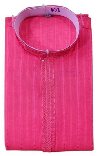 Men Magenta Embroidered Cotton Kurta Pajama