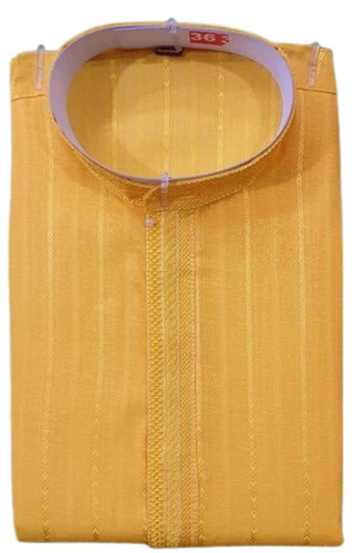 Men Orange Embroidered Cotton Kurta Pajama