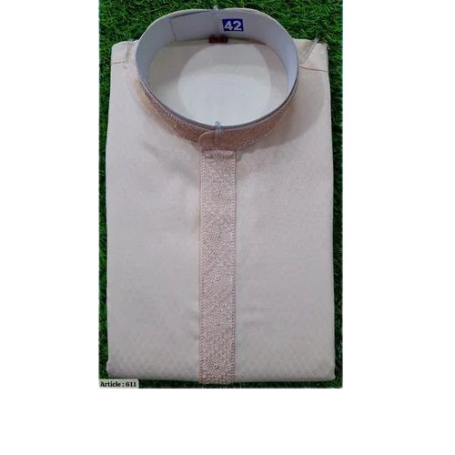 Men Pastel Pink Embroidered Cotton Kurta Pajama