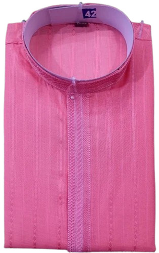 Men Pink Embroidered Cotton Kurta Pajama