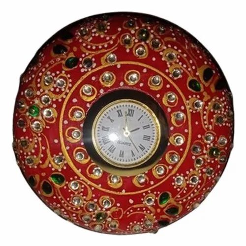 Round Stone Work Marble Table Clock
