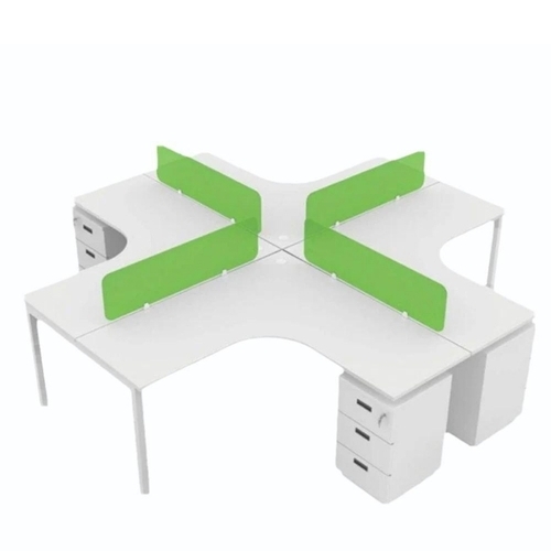 4 Person X Shape Office Workstation