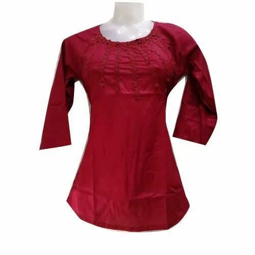 Ladies Maroon Plain Top