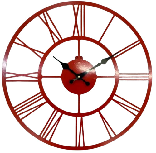 Red Pipes Metal Wall Clock