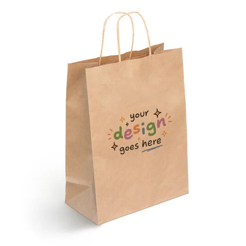 100 Gsm Printed Brown Paper Carry Bag