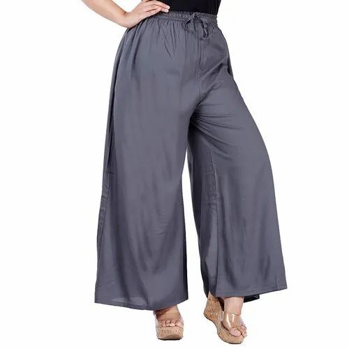 Ladies Dark Grey Color Rayon Palazzo