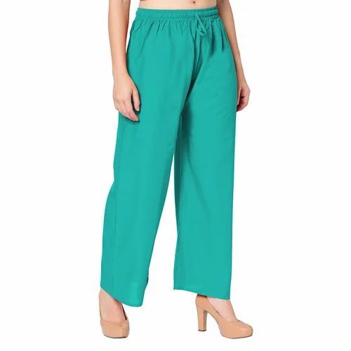 Ladies Green Color Rayon Palazzo