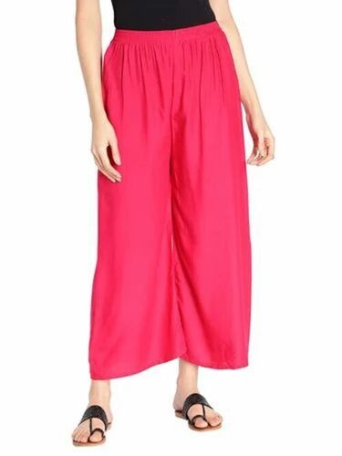 Ladies Pink Color Rayon Palazzo