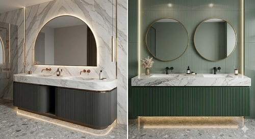 Luxury BWP Plywood Bathroom Vanity with CNC Fluting