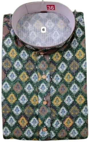 Men Dark Green Printed Cotton Kurta Pajama