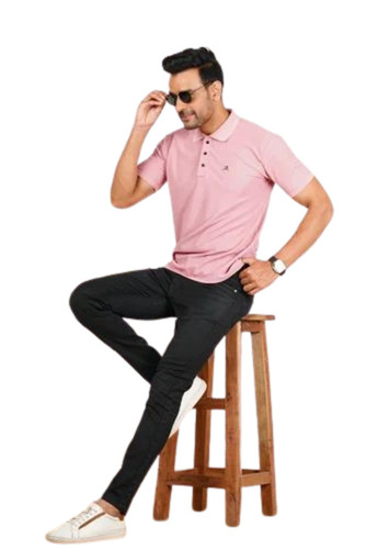 Men Pink Polo Cotton T Shirt