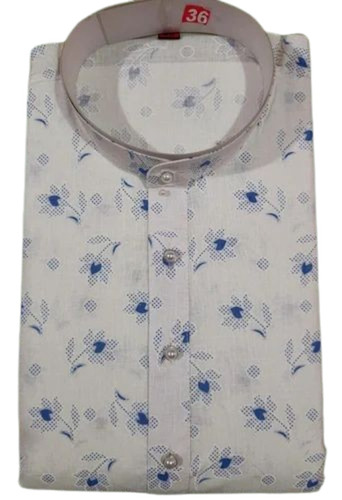 Men Pure White Printed Cotton Kurta Pajama