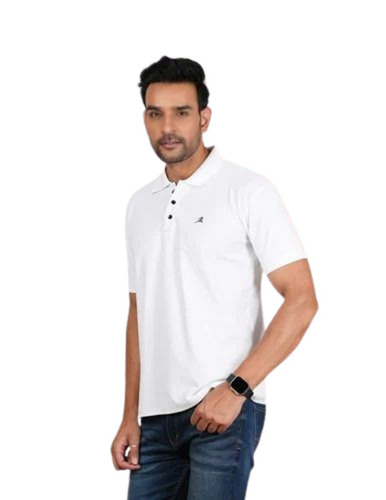 Men White Color Polo Cotton T Shirt