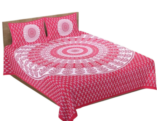 Pink Color Designer Cotton Double Bed Sheet