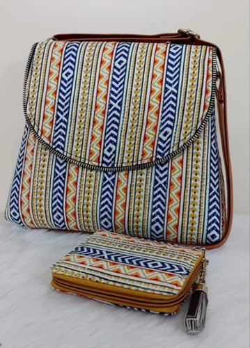 10x12 Inch Ladies Double Partition Jacquard Sling Bag Set