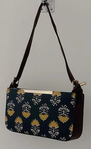 8x12 Inch Ladies Cotton Ikat Single Partition Sling Bag