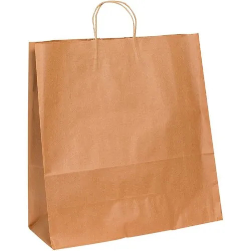 Brown Loop Handle Shopping Paper Bag - Kraft Paper, Brown, Eco-Friendly | Spacious Design, Recyclable Packaging