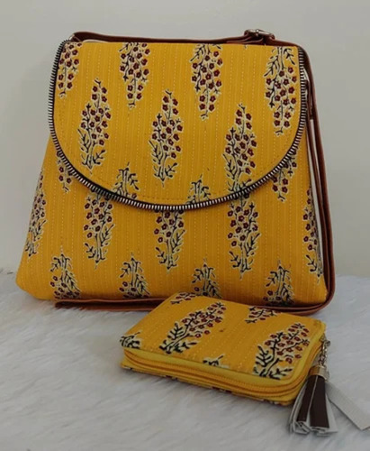 Zipper Ladies Double Partition Jacquard Sling Bag Set