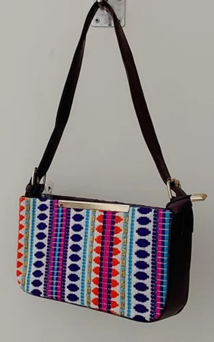 Zipper Ladies Jacquard Sling Bag - Jacquard Fabric, 8x12 Inch, Multicolor | Casual Wear, Shoulder Strap