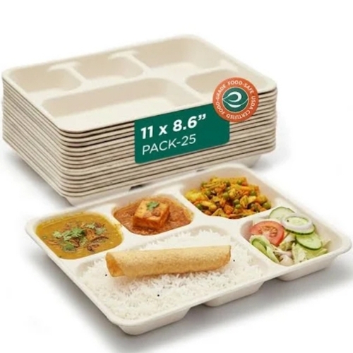 Eco Soul 5 Compartment Bagasse Meel Tray