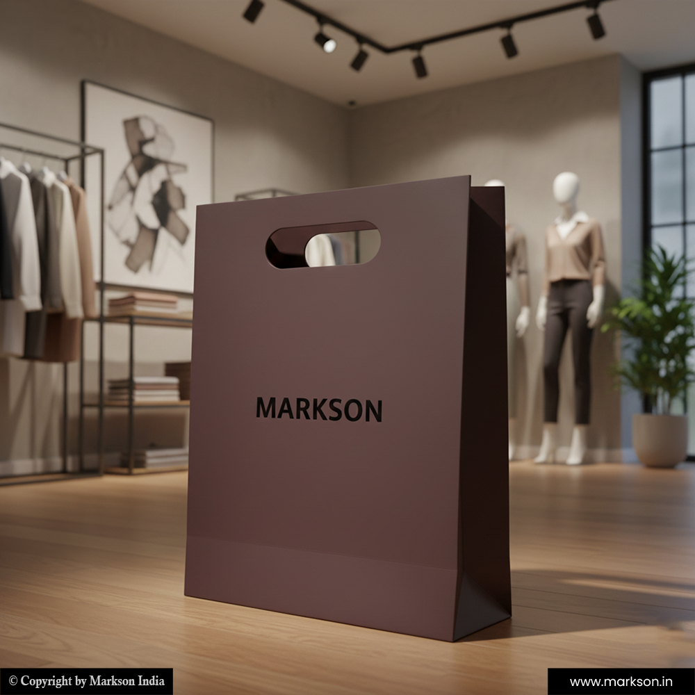 Plain Paper Bags with Die Cut Handle