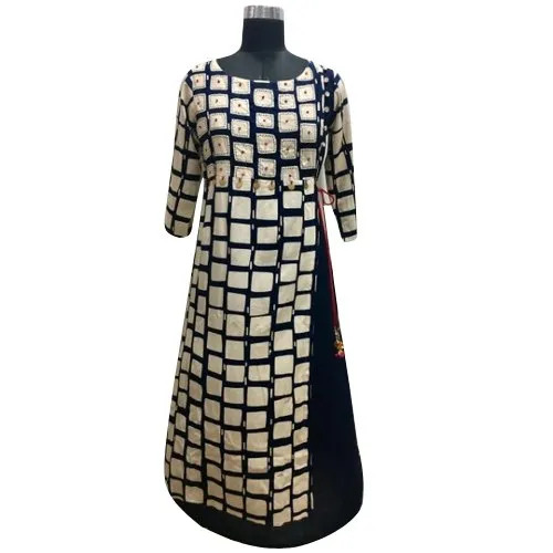 Round Neck Cotton Kurti - Color: Assorted