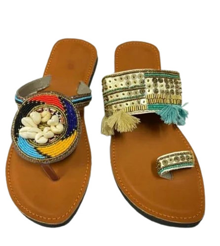 Women Designer Dabka Work Jaipuri Kolhapuri Chappal