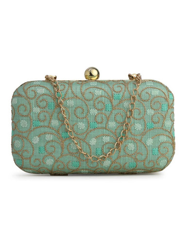 Embroidered Ladies Clutch Bag With Chain To Hang - Color: Multicolor