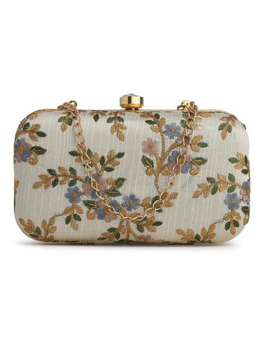 Pink Embroidered Ladies Clutch Bag - Color: Red