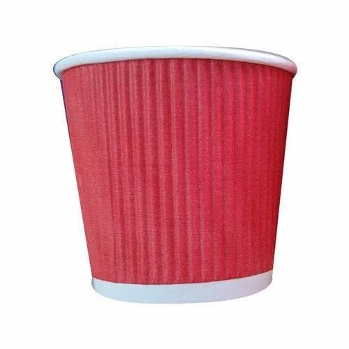 150ml Red Disposable Ripple Paper Coffee Cup