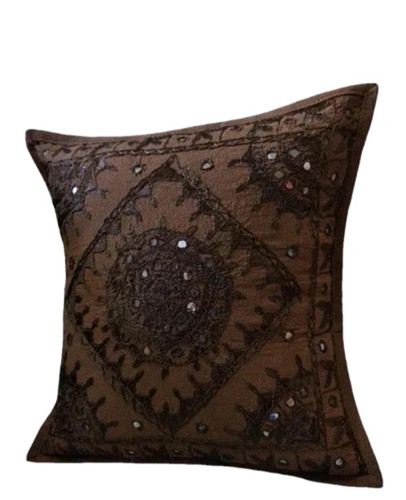 Brown Mirror Work Cushion Covers