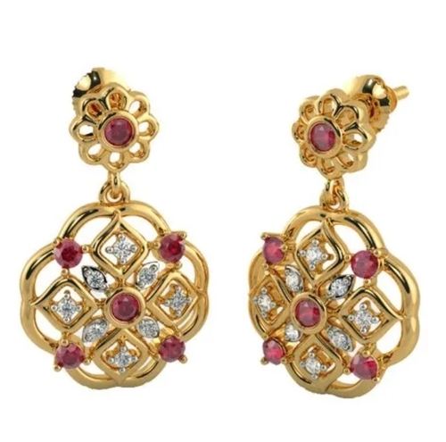 Diamond & Ruby Drop Earrings Tdjoo2