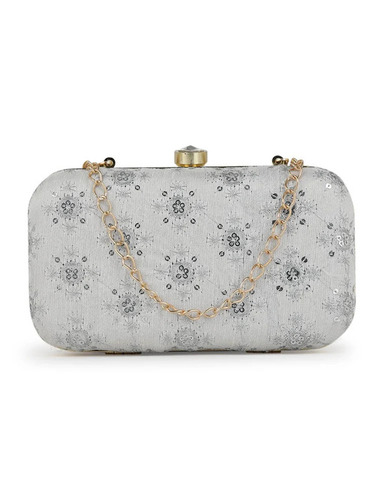Golden Trendy Design Embroidered Ladies Clutch Bag - Gender: Women