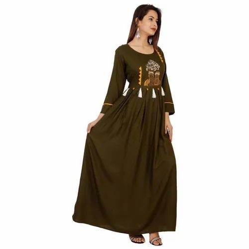 Ladies Ethnic Embroidered Rayon Kurtis