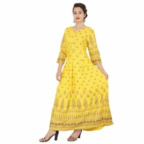 Ladies Printed Rayon Anarkali Kurtis