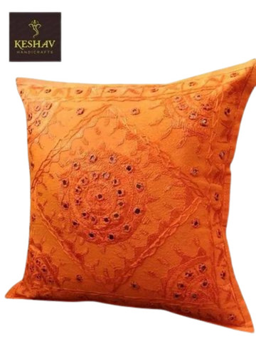 Orange Mirror Work Cushion Covers