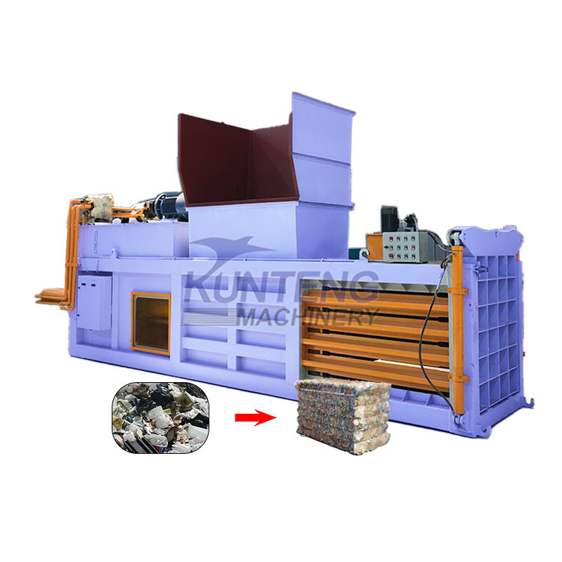 Professional Straw Rice Husk Municipal Solid Waste Scrap Metal Horizontal Baler - Capacity: 100 Ton/Day