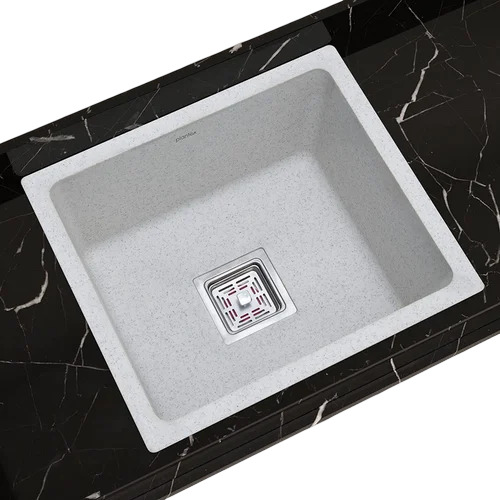 Quartz Single Bowl Kitchen Sink with Hose Pipe and Square Coupling