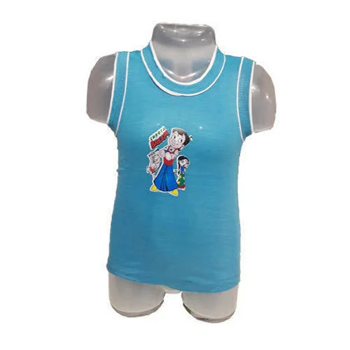 Sky Blue Kids Cotton Vests - Feature: Vivid Color