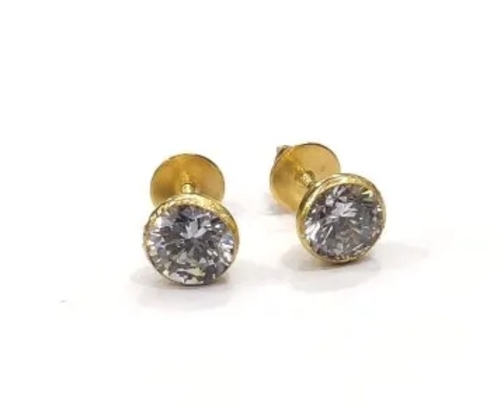 Zircon Stud Earrings In 18kt Gold For Women
