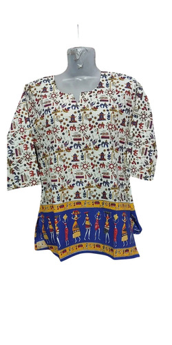 Ladies Full Sleeves Printed Casual Short Kurti