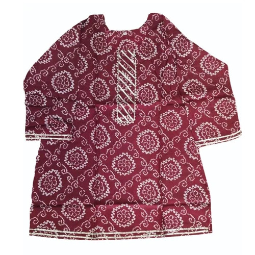 Maroon Lahariya And Bandej Top Kurti