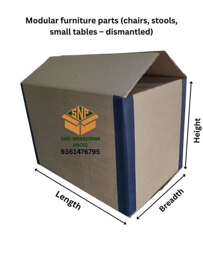 Modular furniture parts (chairs, stools, small tables Ac dismantled) packing corrugated box