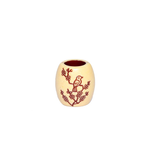 10mm Wooden Bird Beads - Wooden, Round, Cream and Red | Vibrant Color, Smooth Finish, Eco Friendly, Polished Surface, Easy Stringing