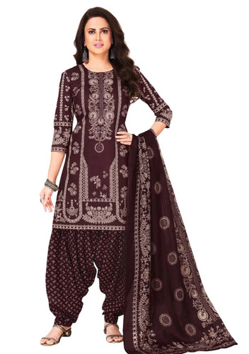 Brown Stitched Cotton Suits