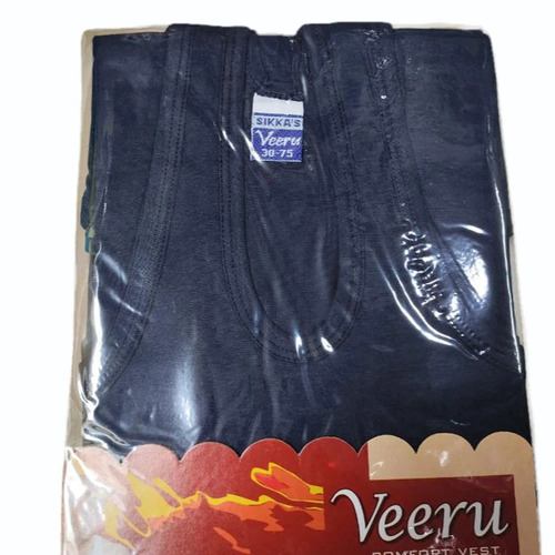 Veeru Comfort Blue Cotton Vest