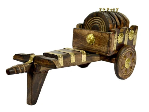 Wooden Bullock-Cart Shaped Drink Coaster